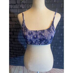 Buckle + Cyn and Luca Star Print Navy and White Smocked Stretch Bikini Top Mediu